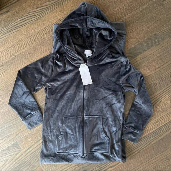 SOFTIES by Paddi Murphy Snuggle Jumper Jogger Leg Charcoal Gray Onsie Pajama NWT - Picture 4 of 5